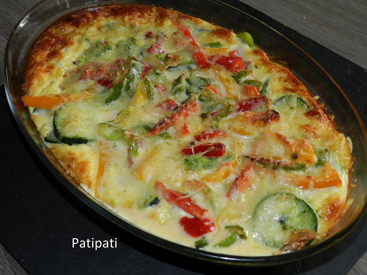 recette Plat de pomme de terre aux oeufs et légumes du sud gratinés