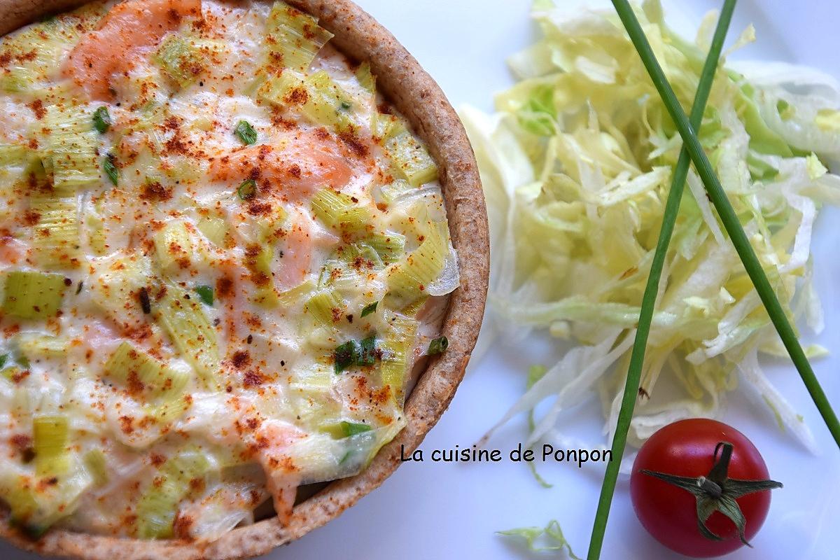 recette Quiche aux poireaux et saumon