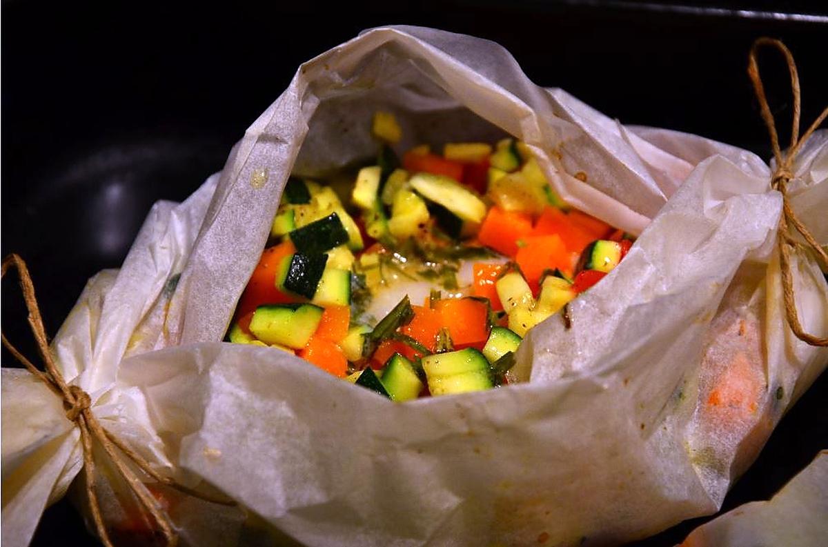 recette Papillote de filet de sabre aux petits légumes