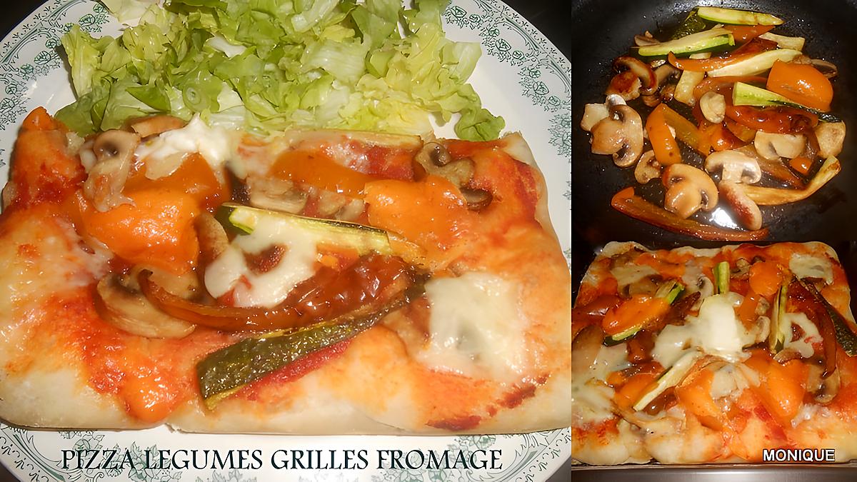 recette PIZZA  LEGUMES GRILLES ET QUATRE FROMAGES