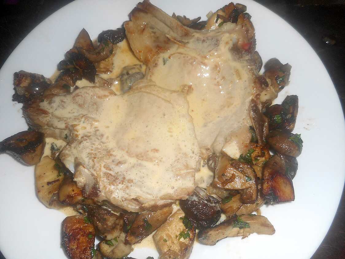 Recette de Cote de veau à la creme et aux cépes