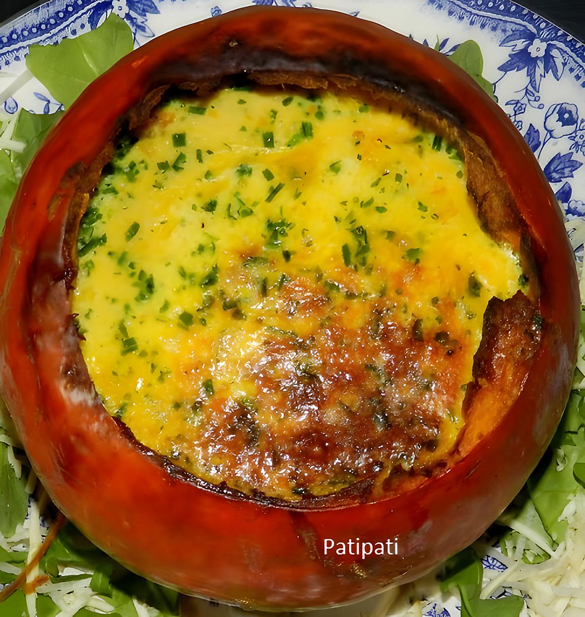 recette Potimarron farci aux oeufs et lardons