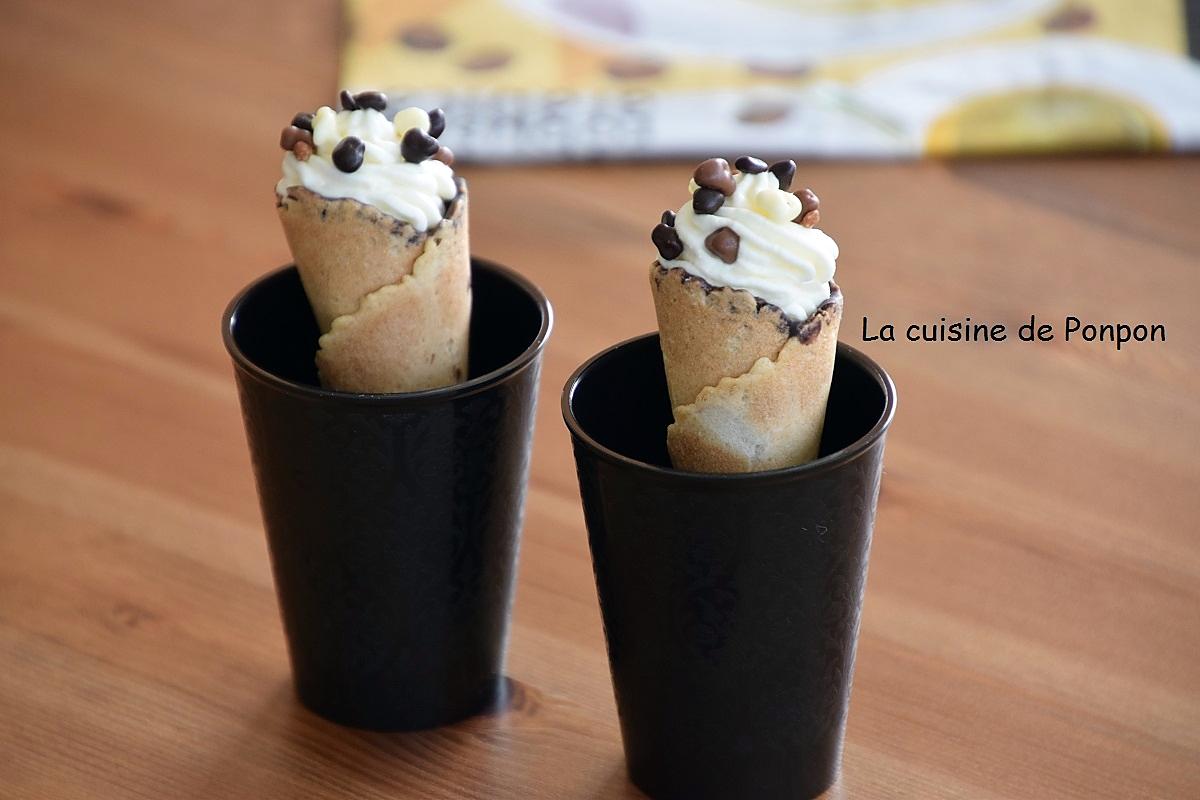 recette Mini cône chocolaté garni de chantilly