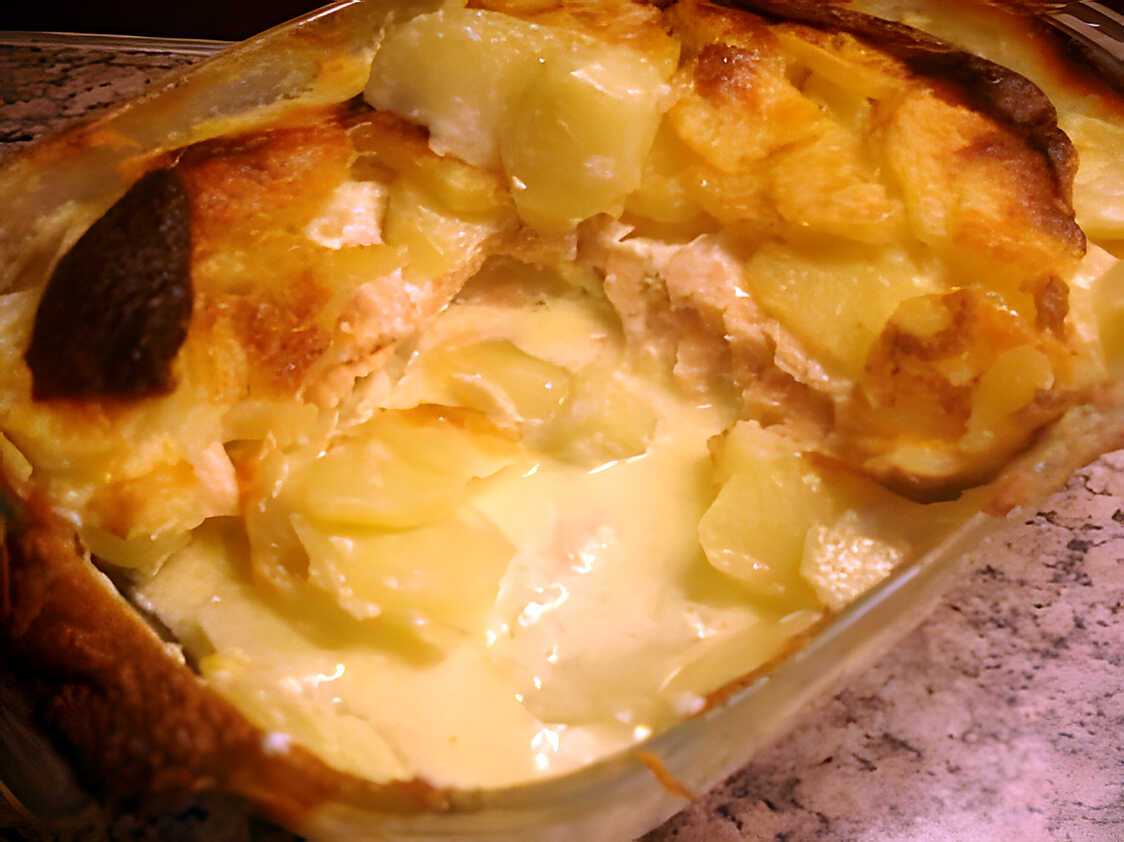 Gratin de pommes de terre au deux saumons