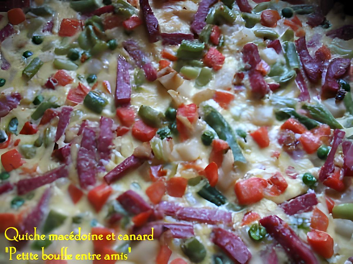 recette QUICHE SANS PATE : MACEDOINE CANARD