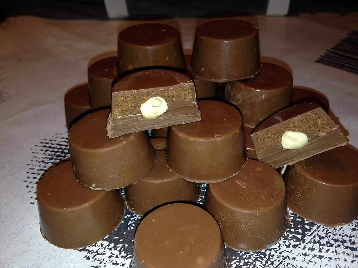 recette Chocolats fourrés praliné et chocolat au lait