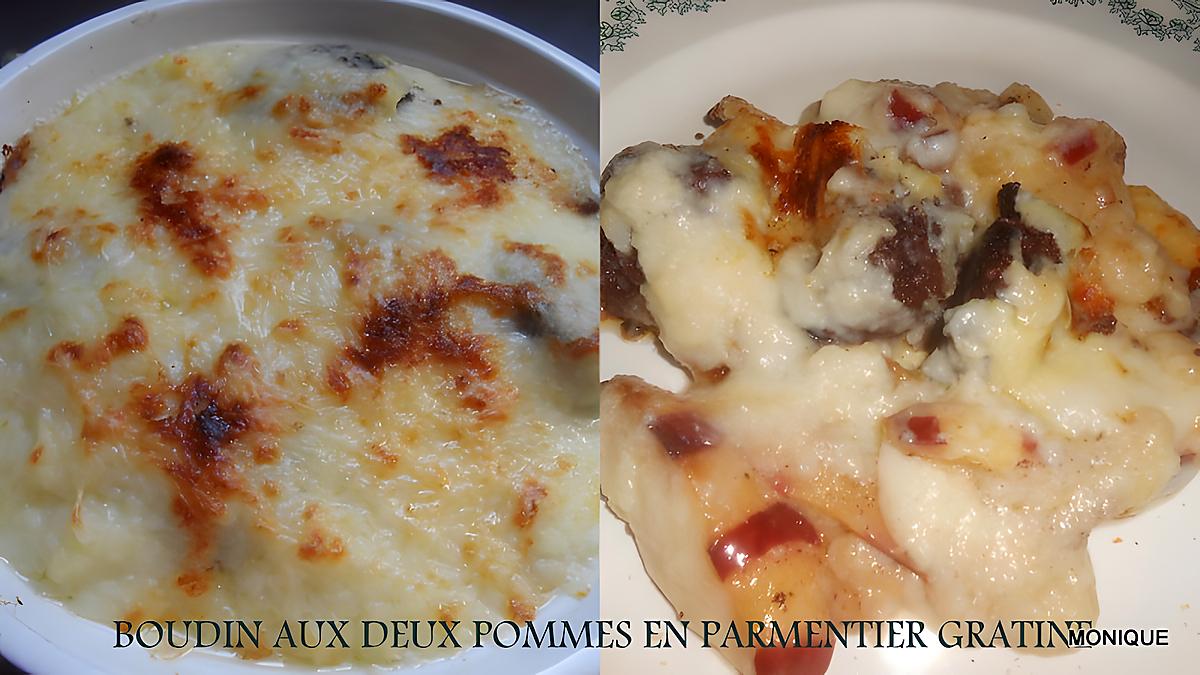 recette BOUDIN AUX DEUX POMMES EN PARMENTIER