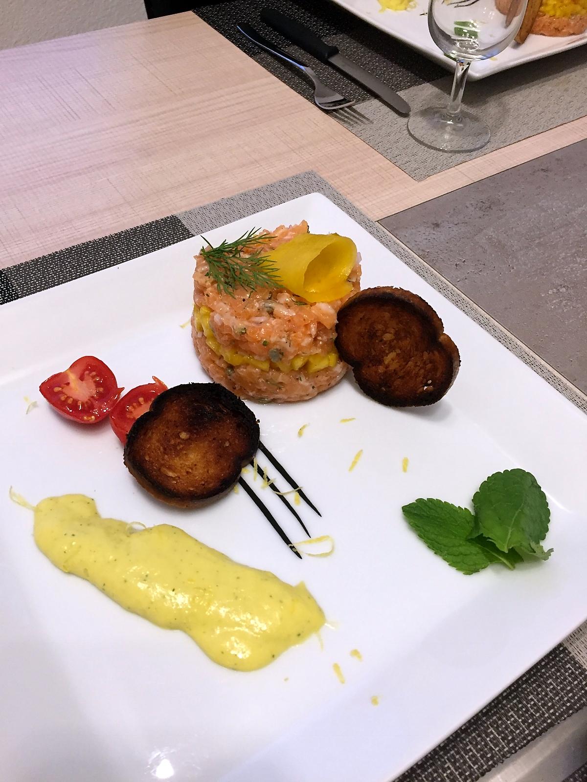 recette Tartare saumon à la mangue en déclinaison