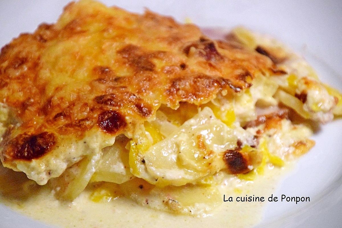 recette Gratin de pommes de terre, potiron, bacon et lardons