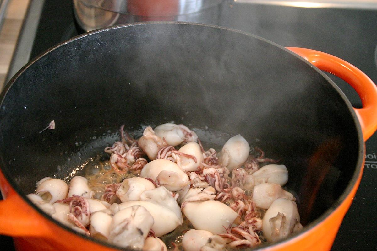 recette Petites Seiches en sauce au riz Safrané