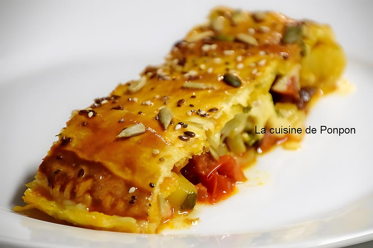 recette calzone feuilleté aux courgettes, tomates et chorizo