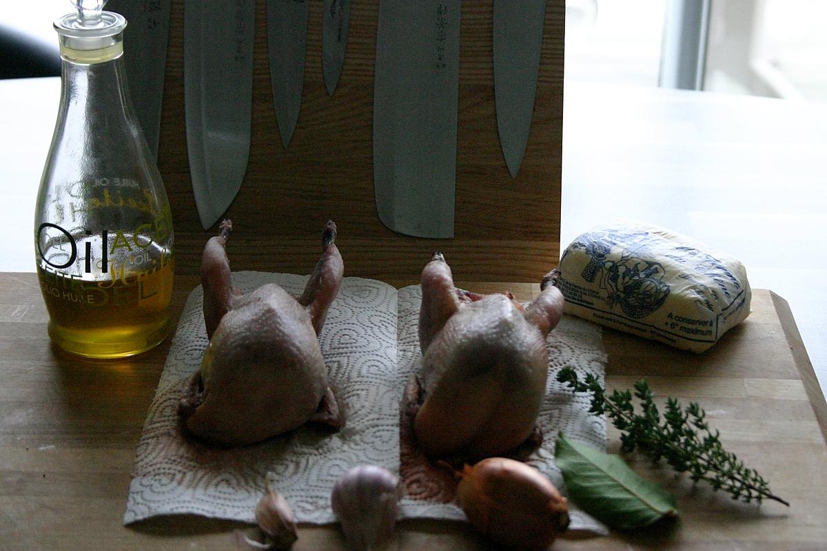 recette Cailles Fermières Rôties Salade et Petits Pois au Beurre