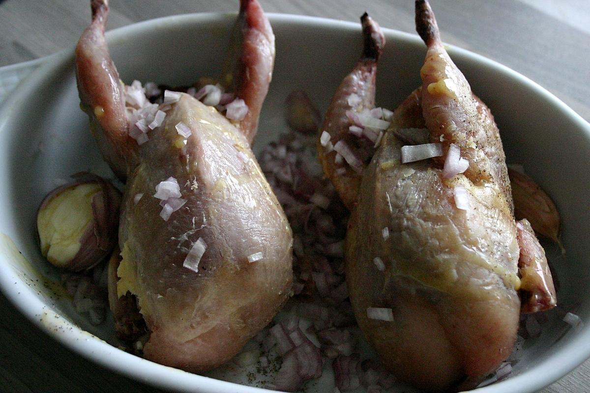 recette Cailles Fermières Rôties Salade et Petits Pois au Beurre