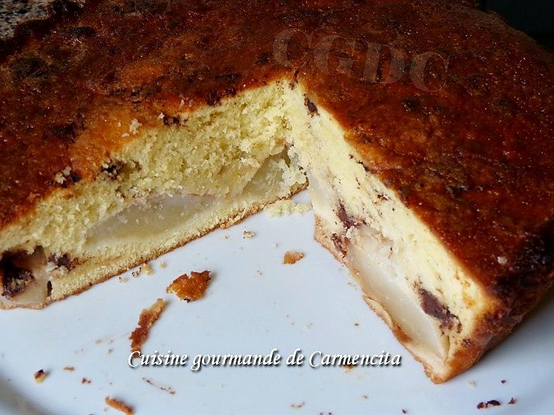 recette Gâteau fondant aux poires Comice et chocolat noir