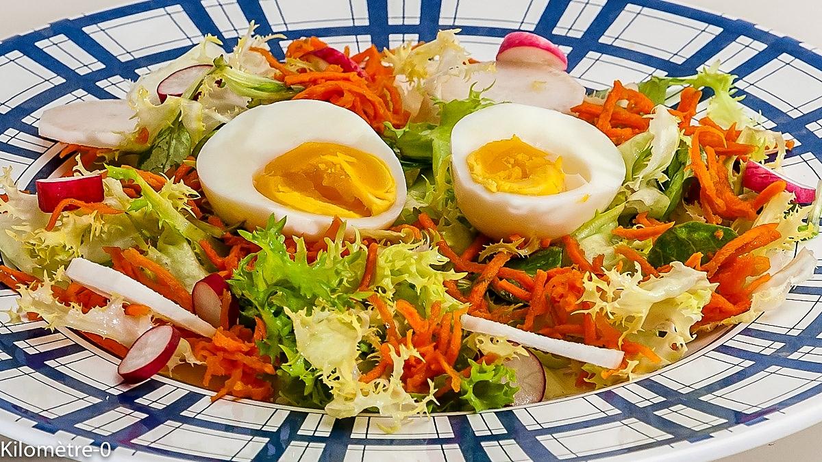 recette Salade d'oeufs, carotte, radis et noix