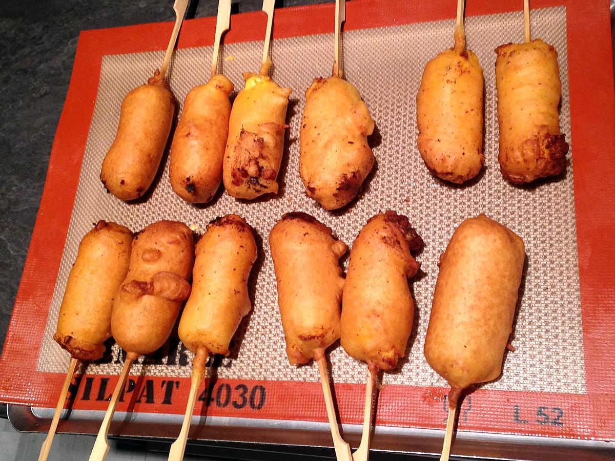 recette Corn-dog beef  "beignet de boeuf haché à la farine de maïs "