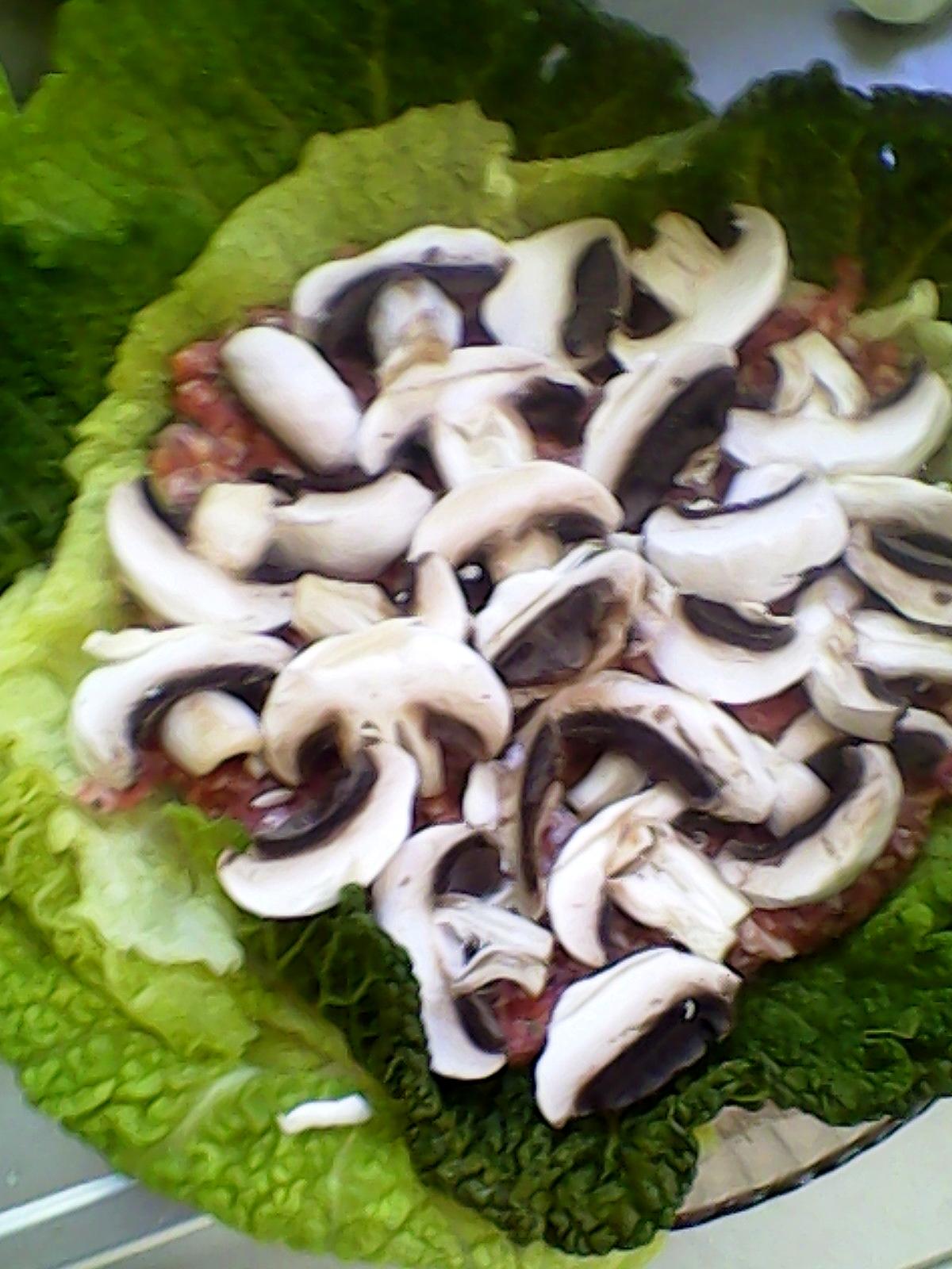 recette Gateau au chou farci et aux champignons