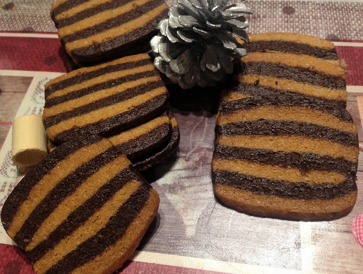 recette Sablés rayés chocolat amande