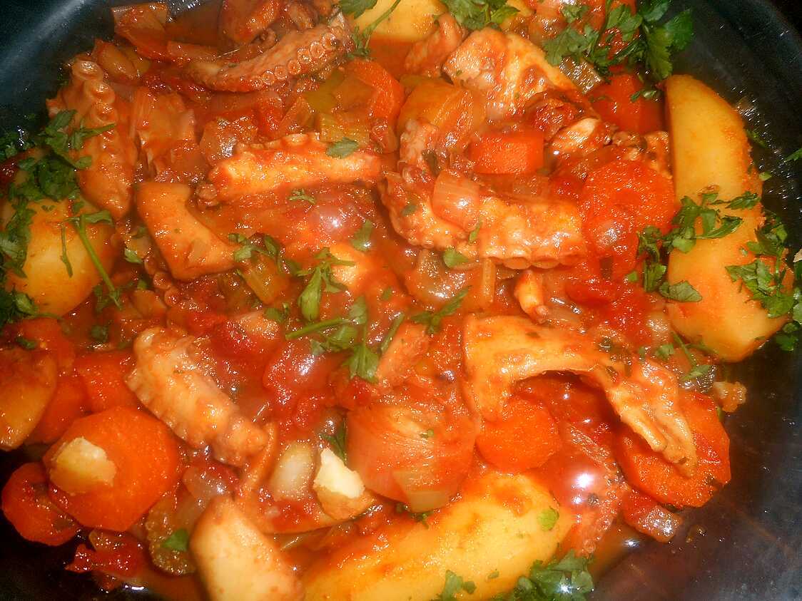 Cocotte de poulpe aux légumes