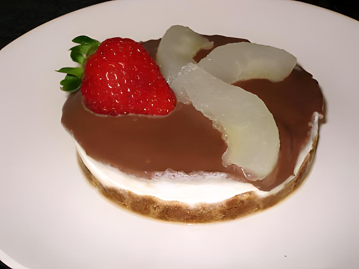 recette Bavarois de poires en robe chocolat sur biscuits