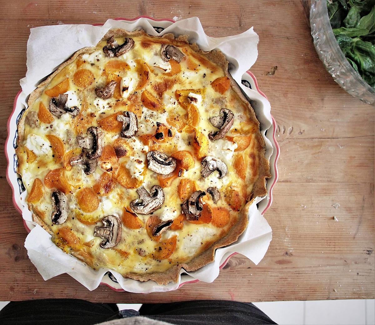 recette Quiche potimarron, champignons et thon