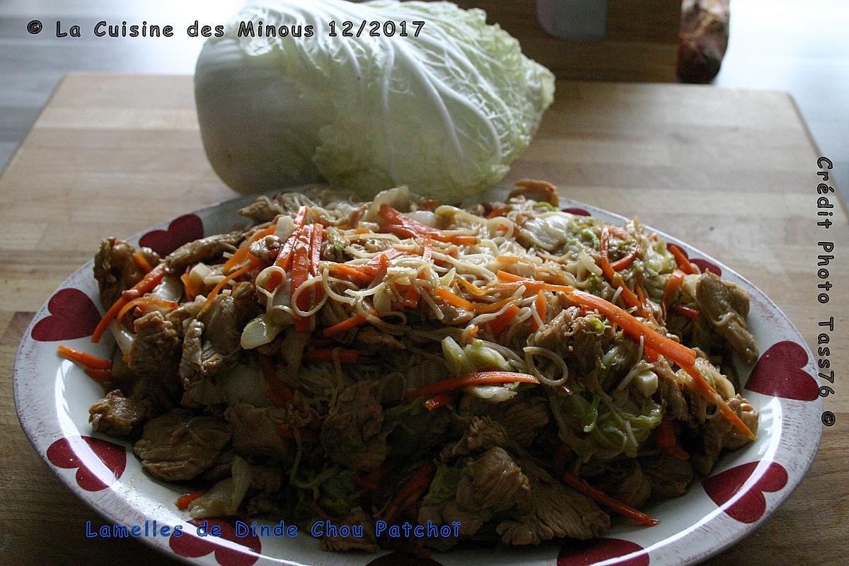 recette Lamelles de dinde Chou Patchoï et nouilles sautées