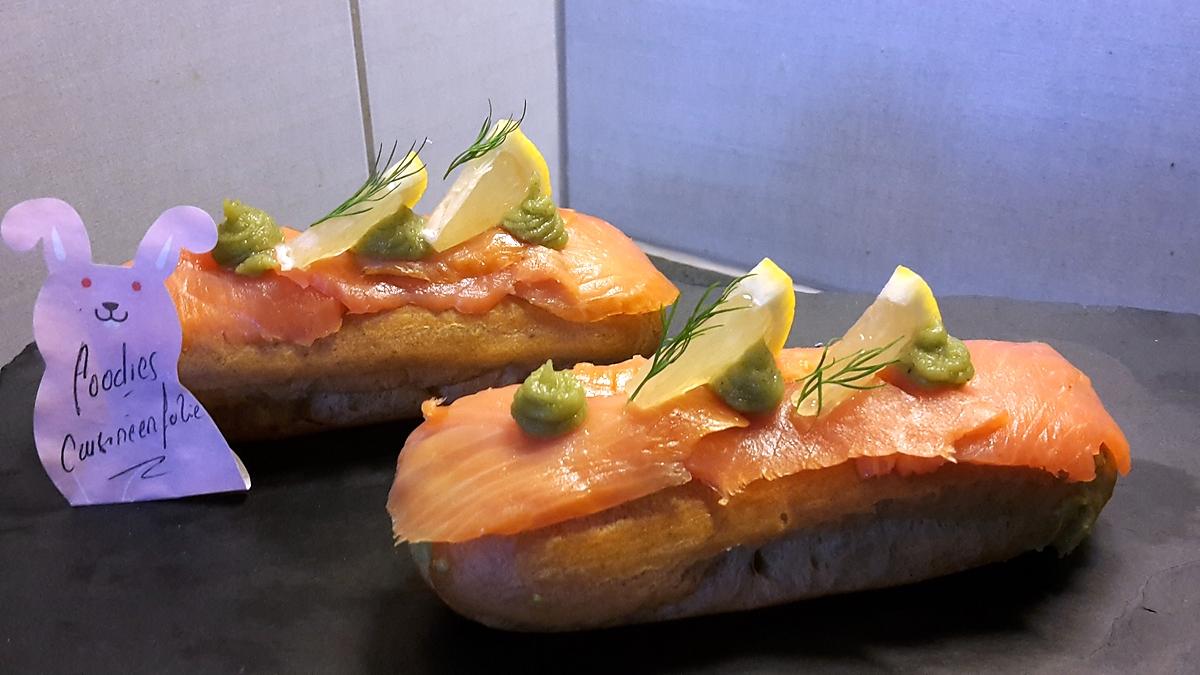 recette Éclair avocat, saumon et wasabi