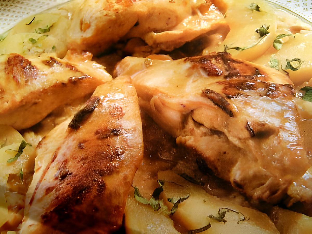 recette Blancs de poulet enlacés avec une sauce moutardée