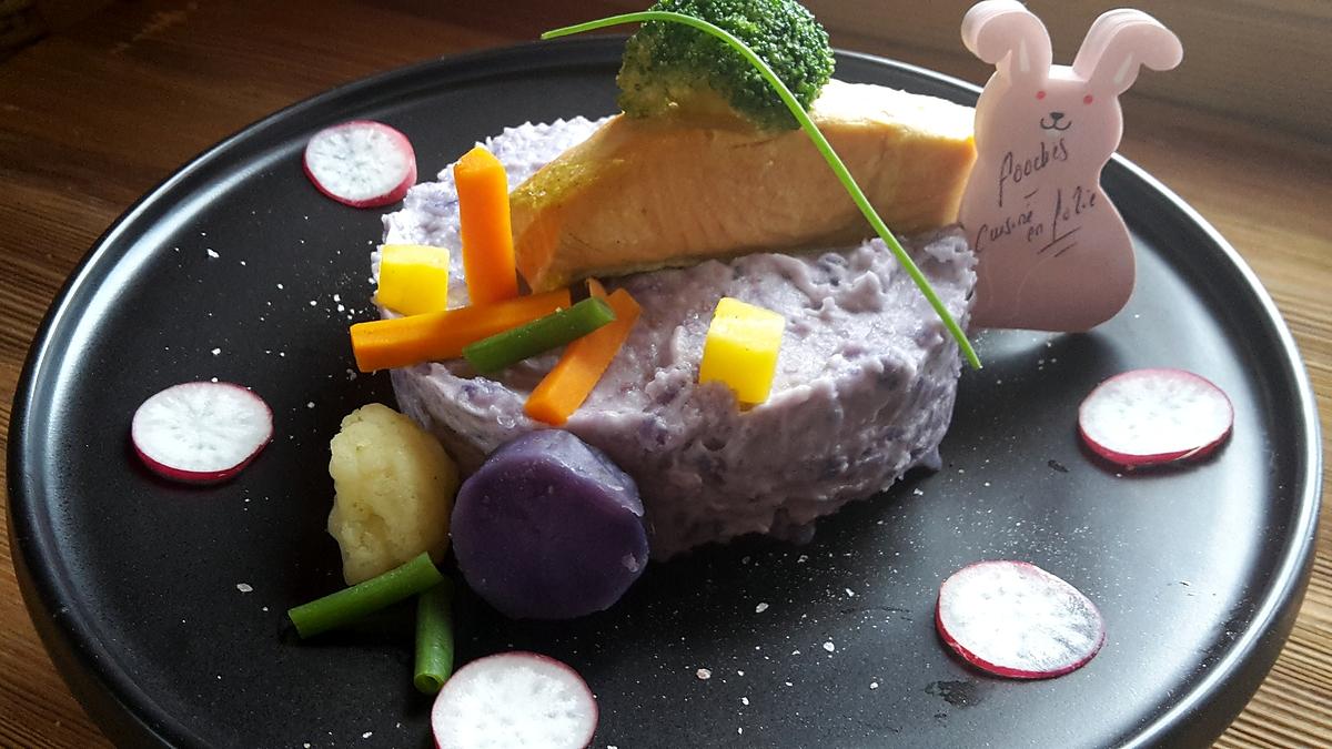 recette Saumon sur écrasé de vitelotte au mascarpone