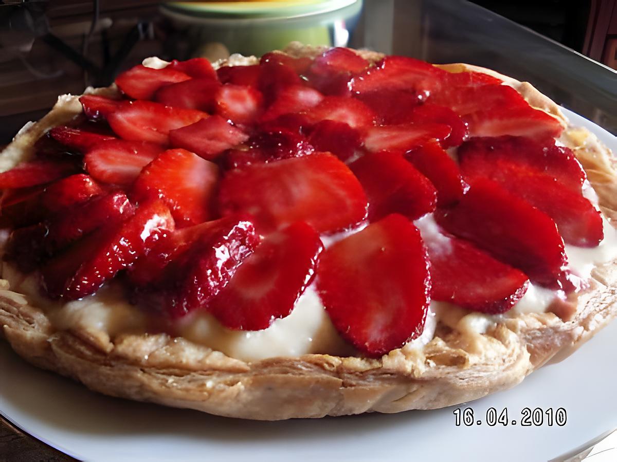 recette Tarte aux fraises et flan patissier