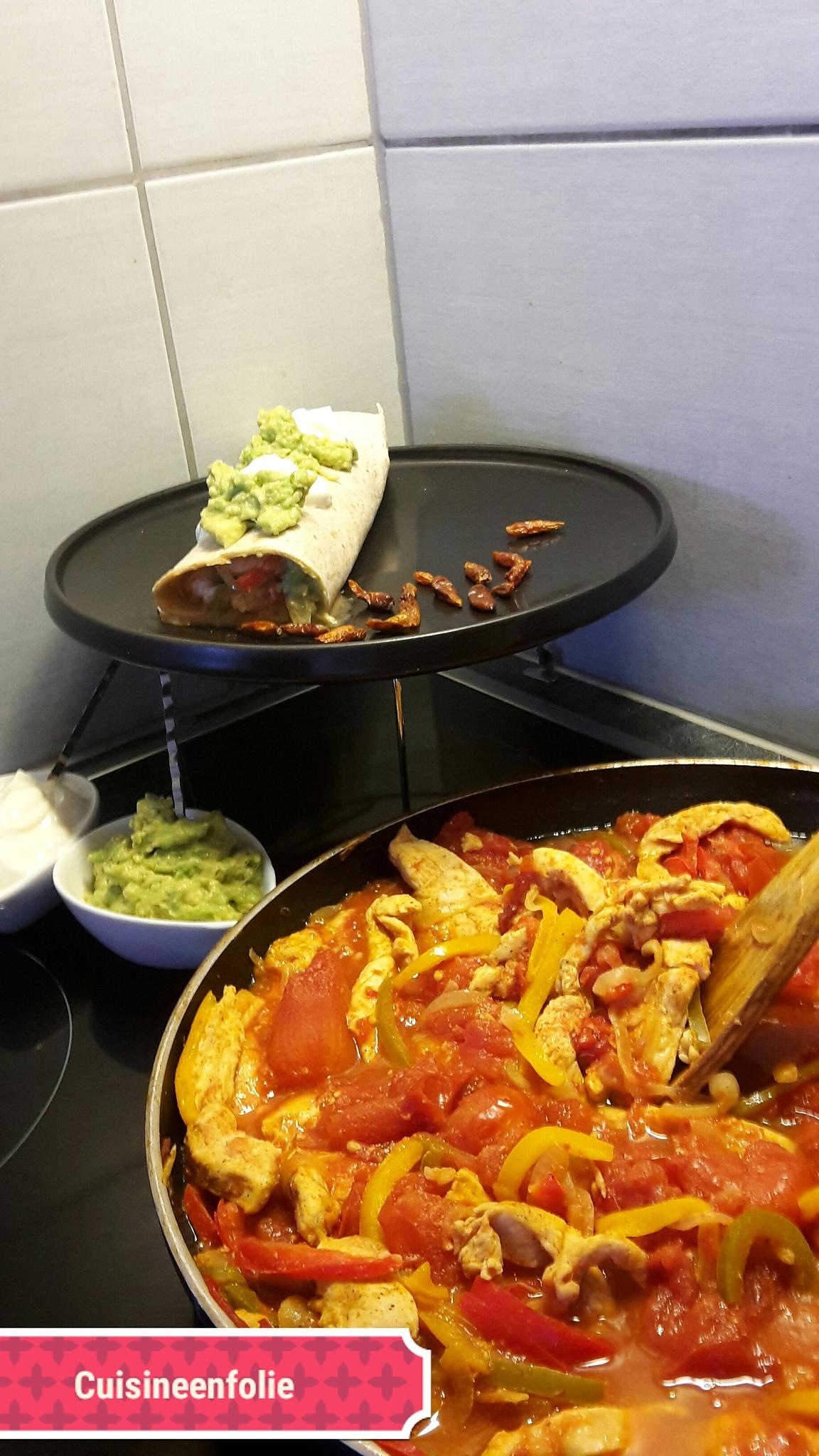 recette Fajitas mexicaines poulet et poivrons