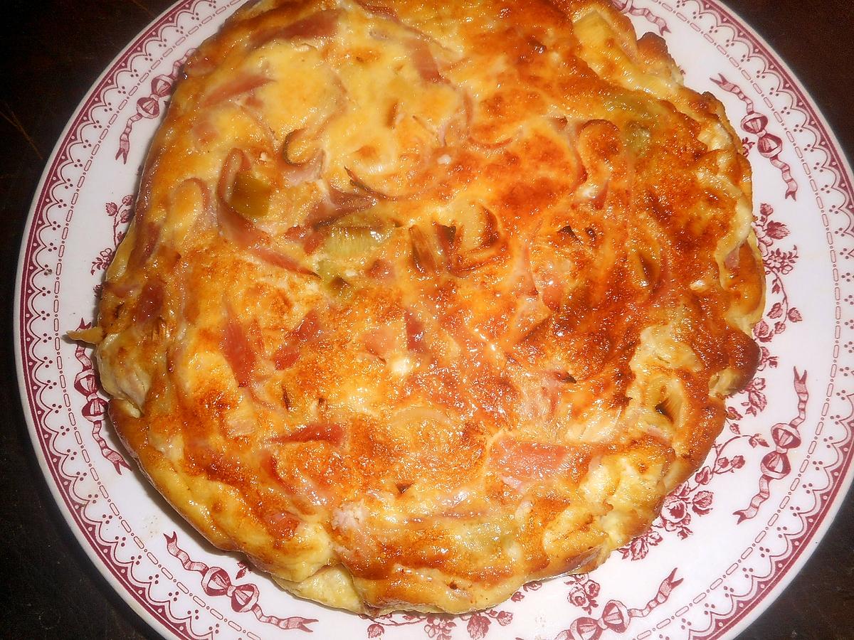 recette Frittata aux poireaux et jambon