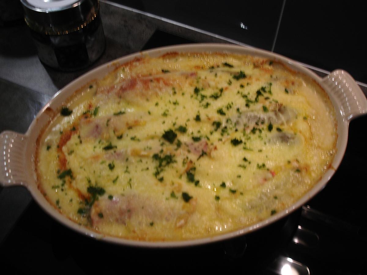 recette Gratinée  d'endives de la Picardie au reblochon et à l' emmental