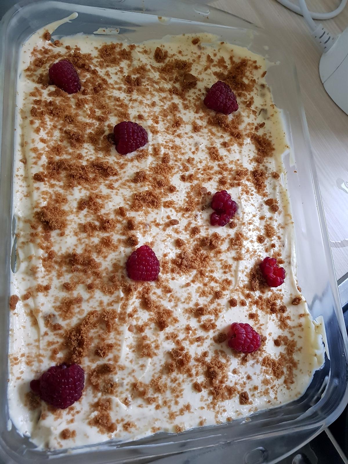 recette Tiramisu chocolat blanc,framboise,spéculoos