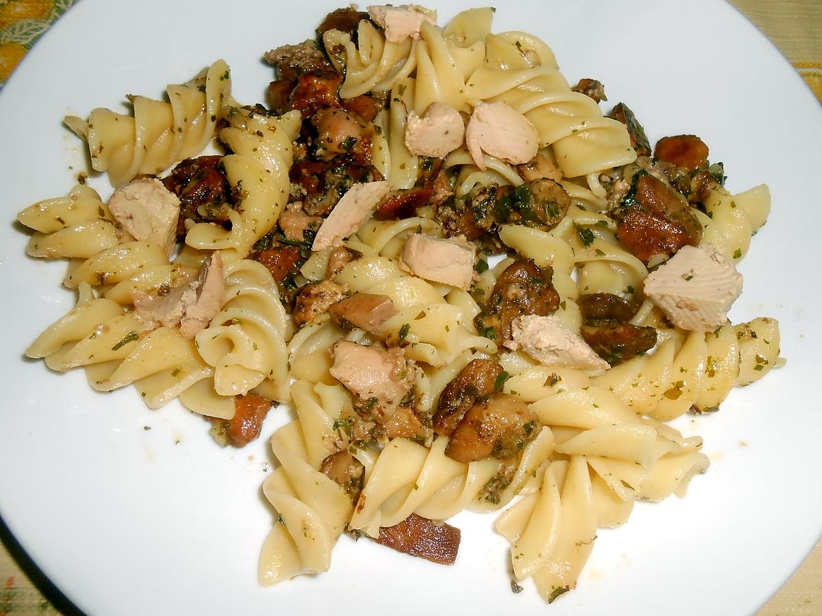 recette FUSILLONI FOIE GRAS ET CEPES