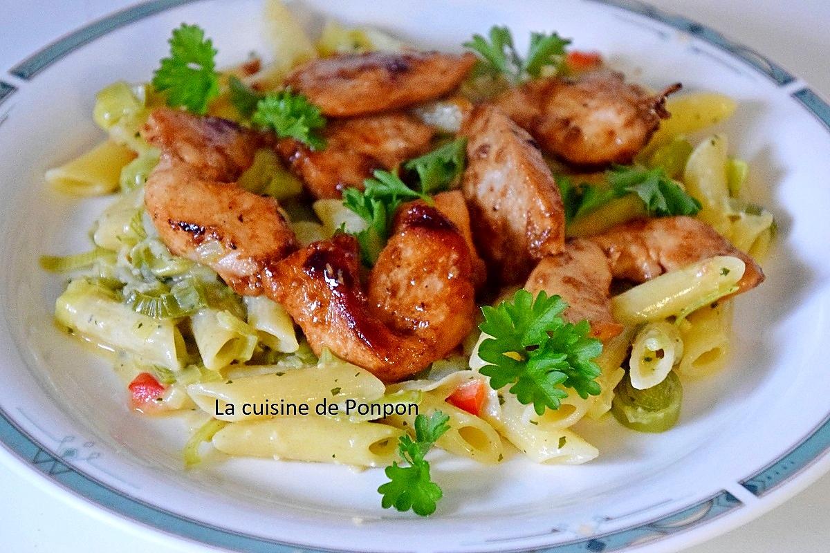 recette Poulet accompagné de poireaux au lait de coco et curry