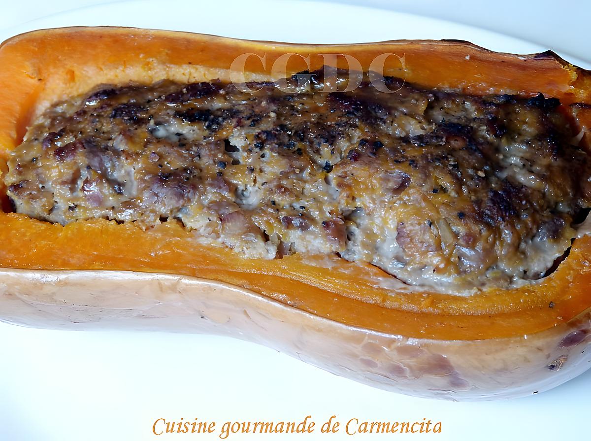 recette Butternut farcie viande et marrons