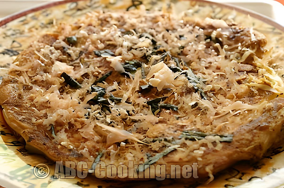 recette Okonomiyaki au poulet, crêpe salée japonaise.