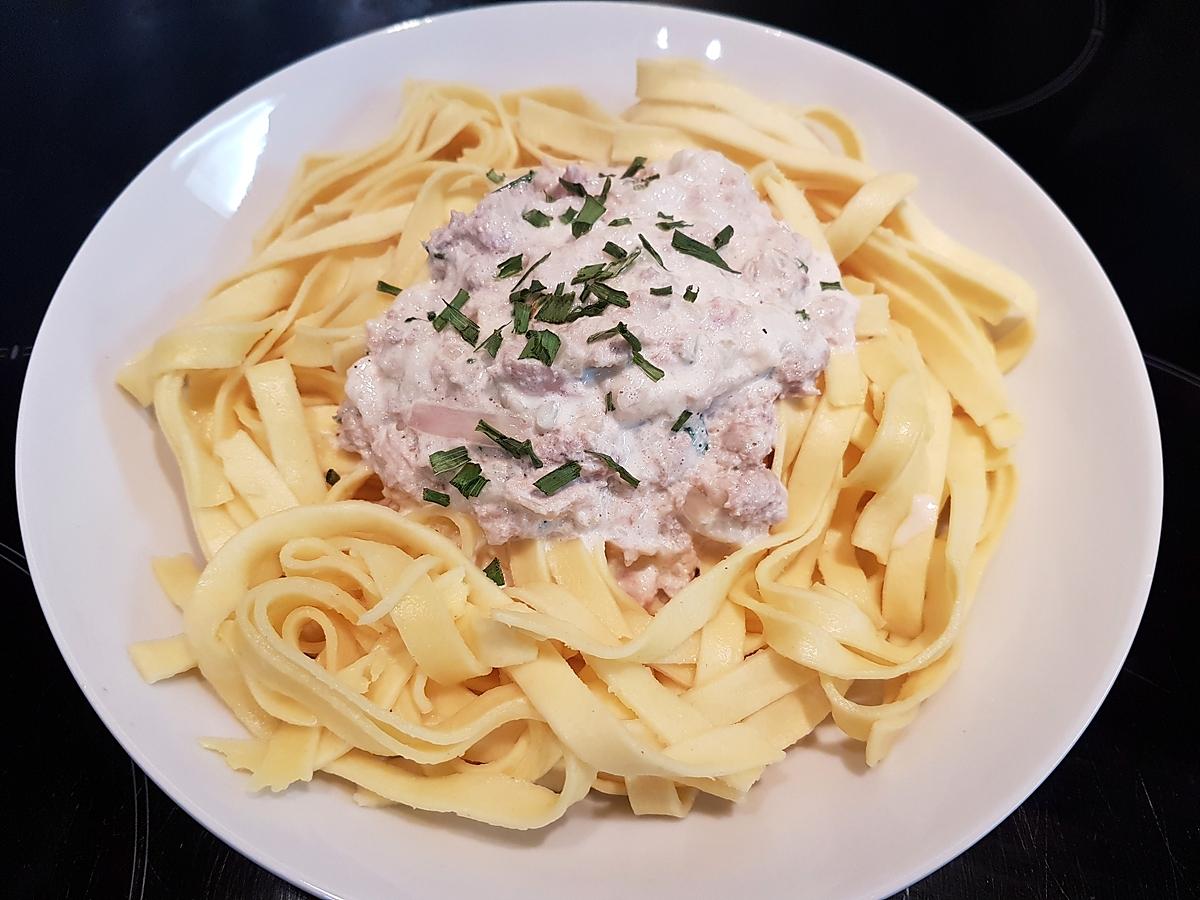 recette Tagliatelles au thon et fromage de chèvre