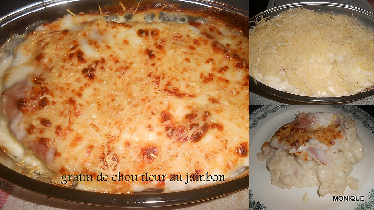 recette GRATIN DE CHOU FLEUR AU JAMBON