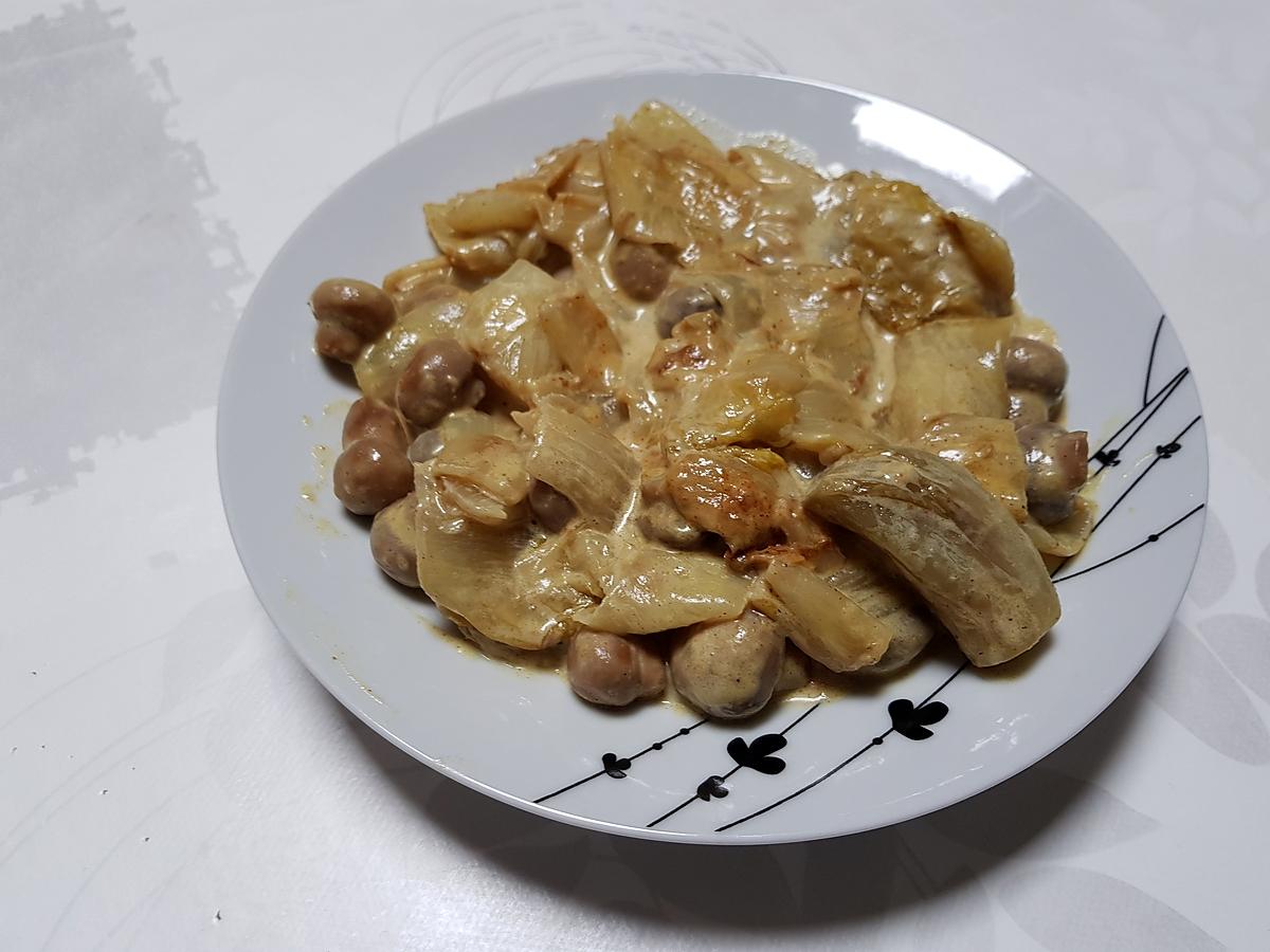 recette Poelèe d'endives et de champignons épicée