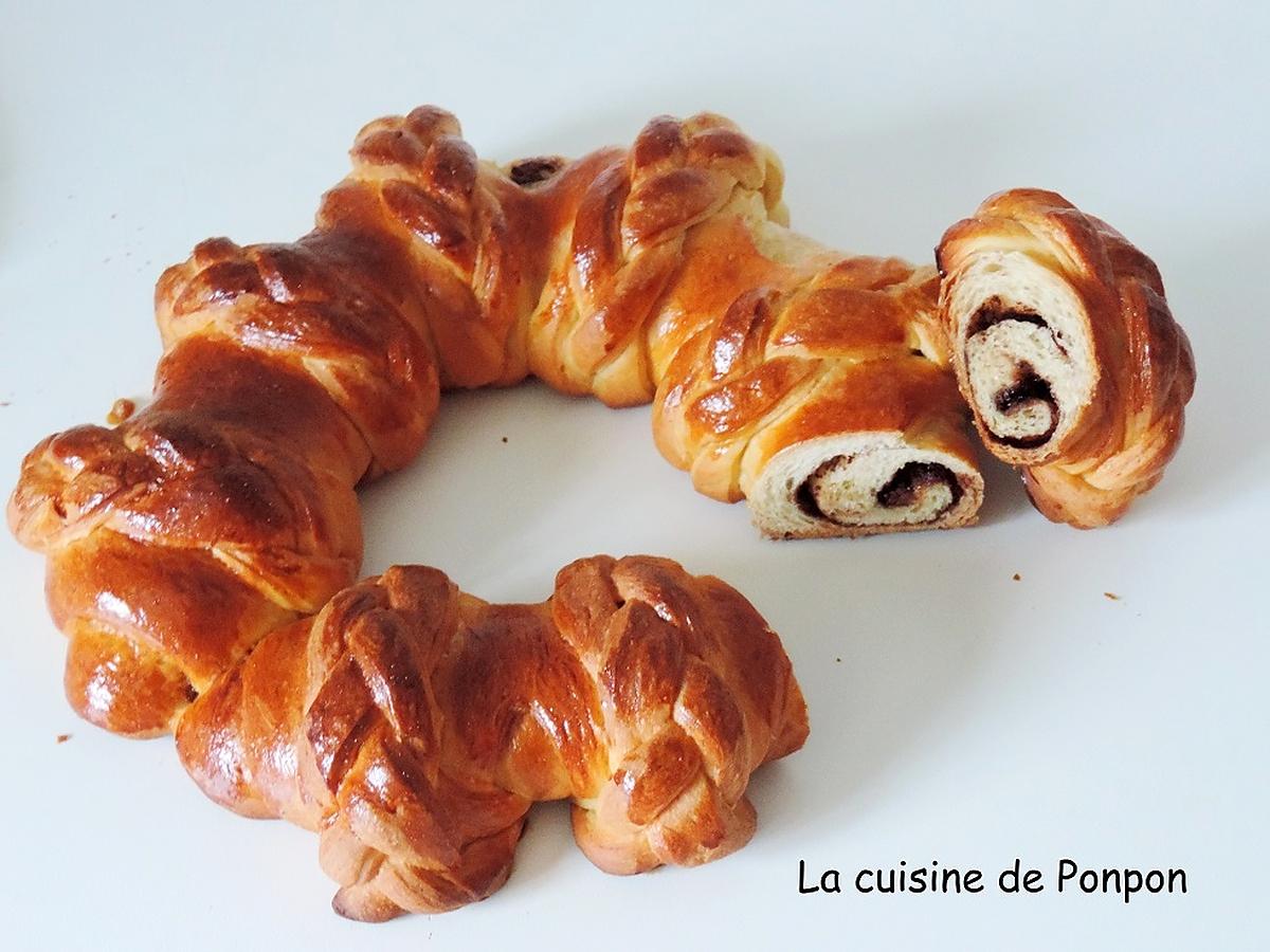 recette Brioche roulée en petites tresses au chocolat