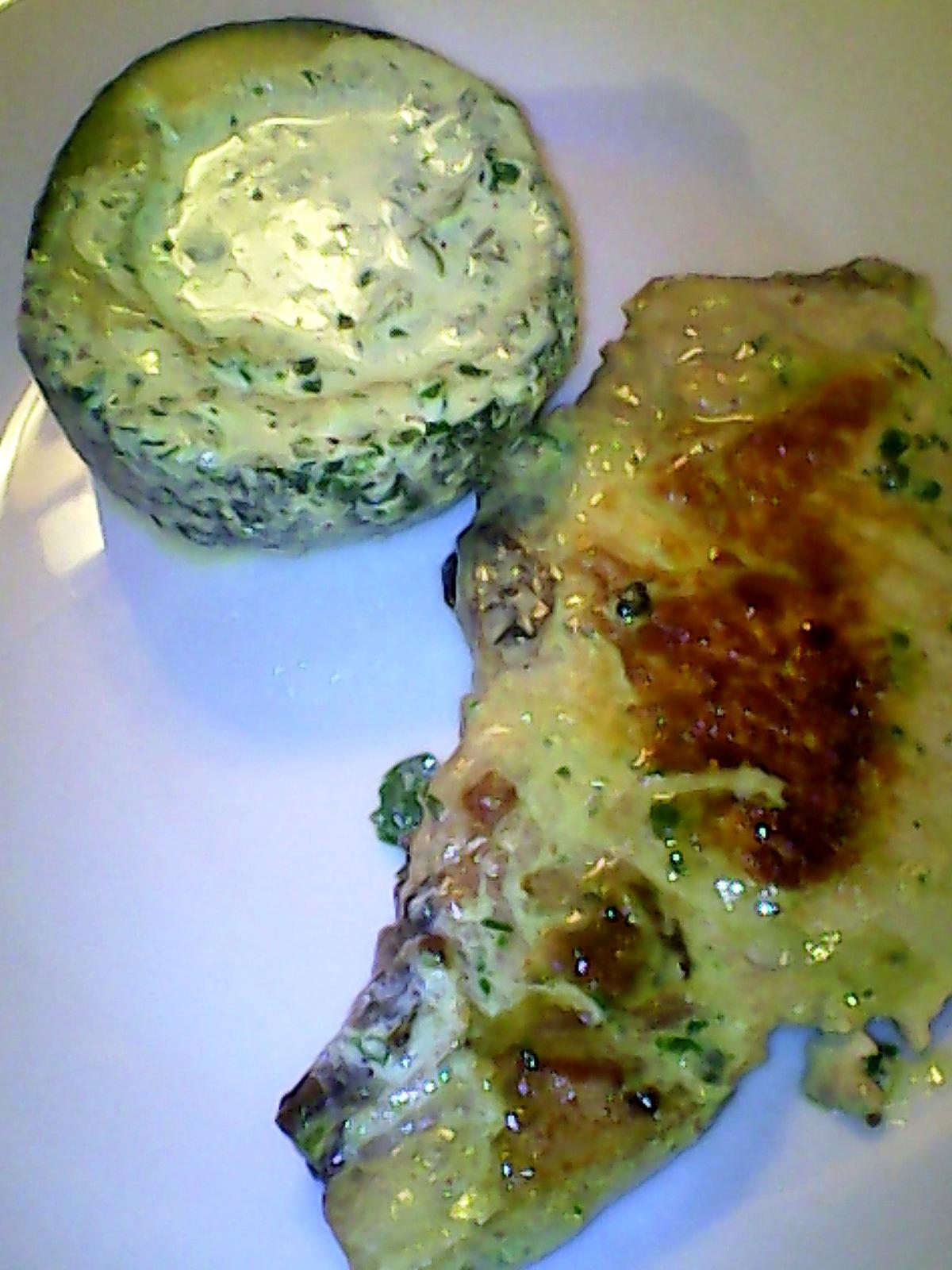 recette Cote de porc, courgette ronde a la crème de persil