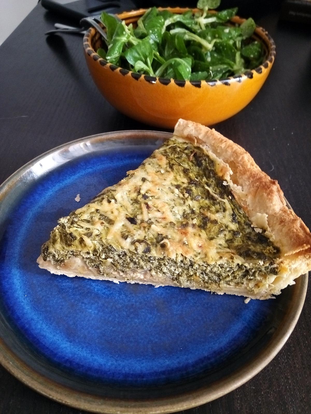 recette quiche aux épinards, chèvre et oignons caramélisés