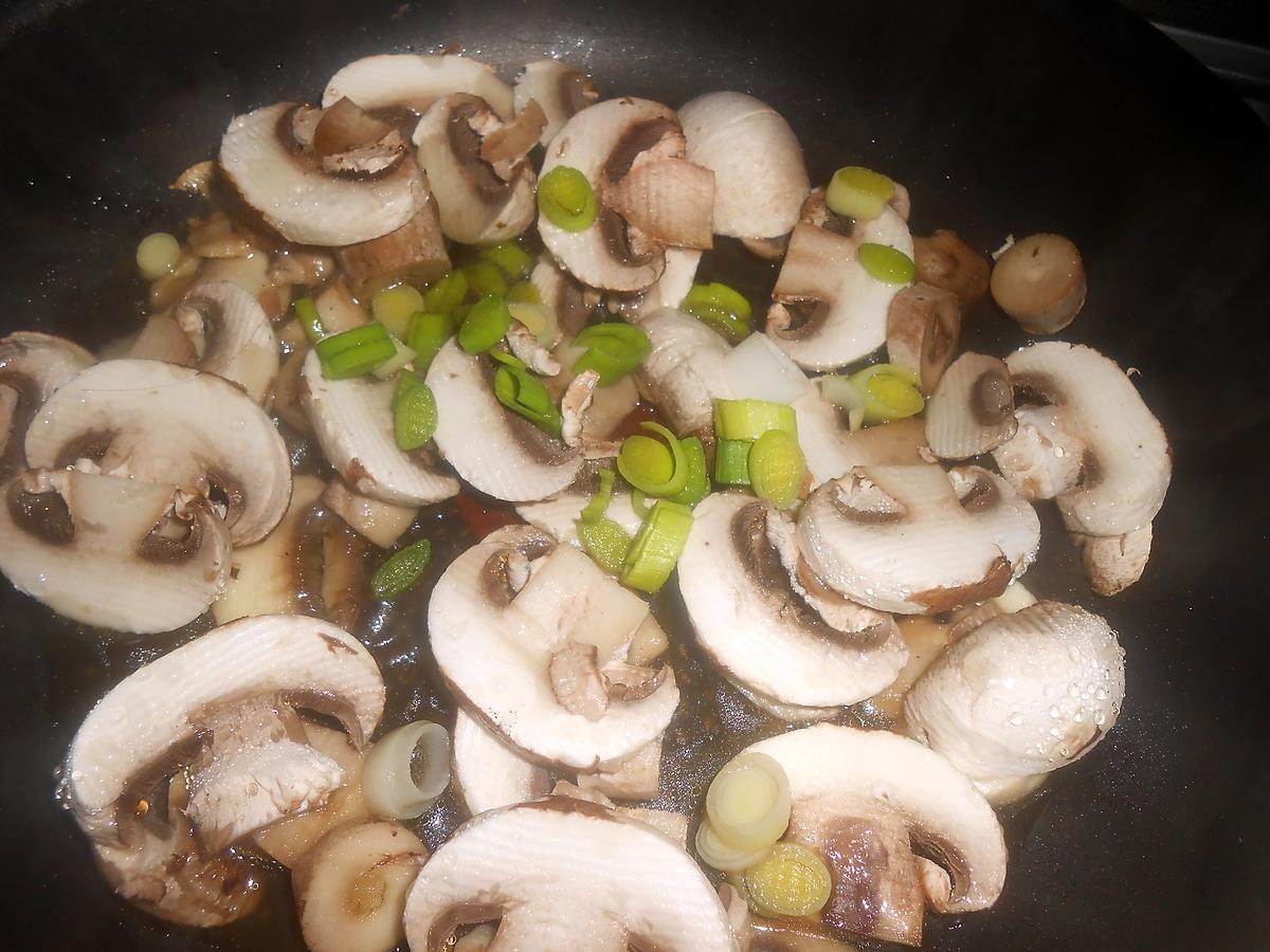 recette SPAGHETTI POULE CHAMPIGNONS