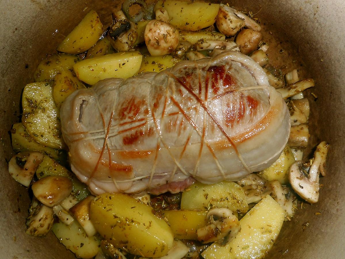 recette Roti de veau aux champignons et pommes de terre