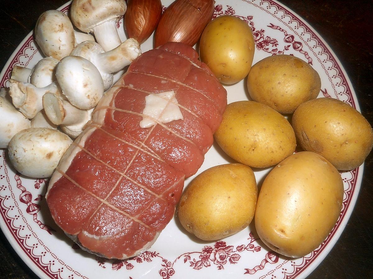recette Roti de veau aux champignons et pommes de terre