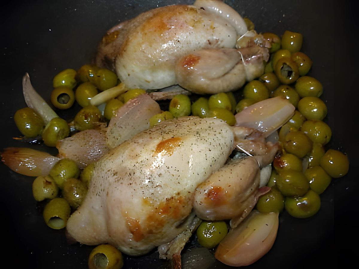 recette Petites cailles aux olives vertes