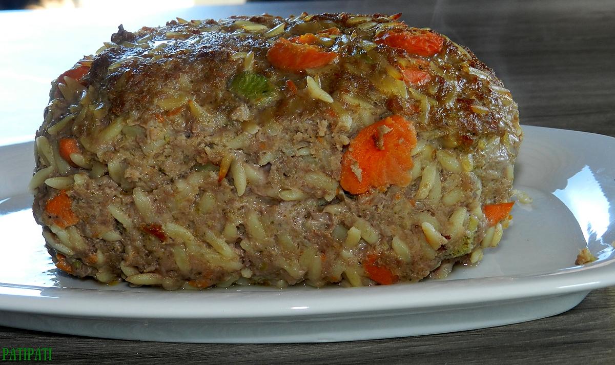 recette Pain de viande aux pâtes grecques et légumes