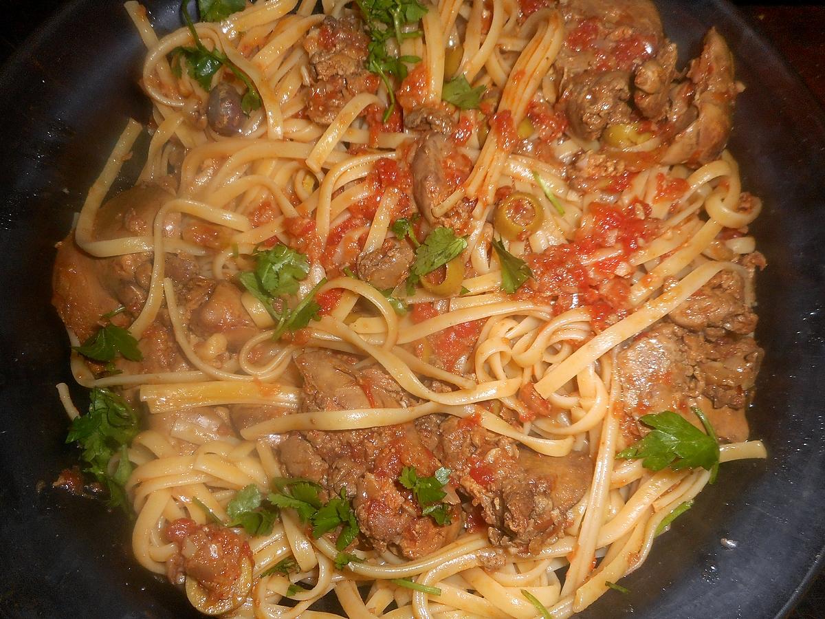 recette Linguines aux foies de volaille